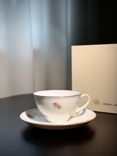 日本Okura大仓陶园粉色小花咖啡杯碟下午茶杯餐盘甜品盘