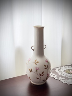 日本直采香兰社香蘭社粉色玫瑰金叶花边日式碟子花朵盘花瓶花器