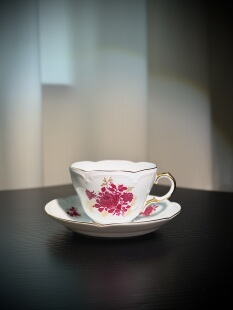 日本大仓陶园Okura花口红玫瑰鎏金咖啡杯碟下午茶杯·中古