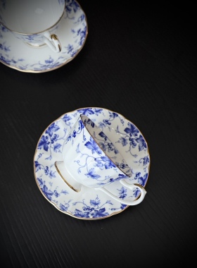 日本Sango Magna青花葡萄描金咖啡杯碟下午茶杯·日本直采