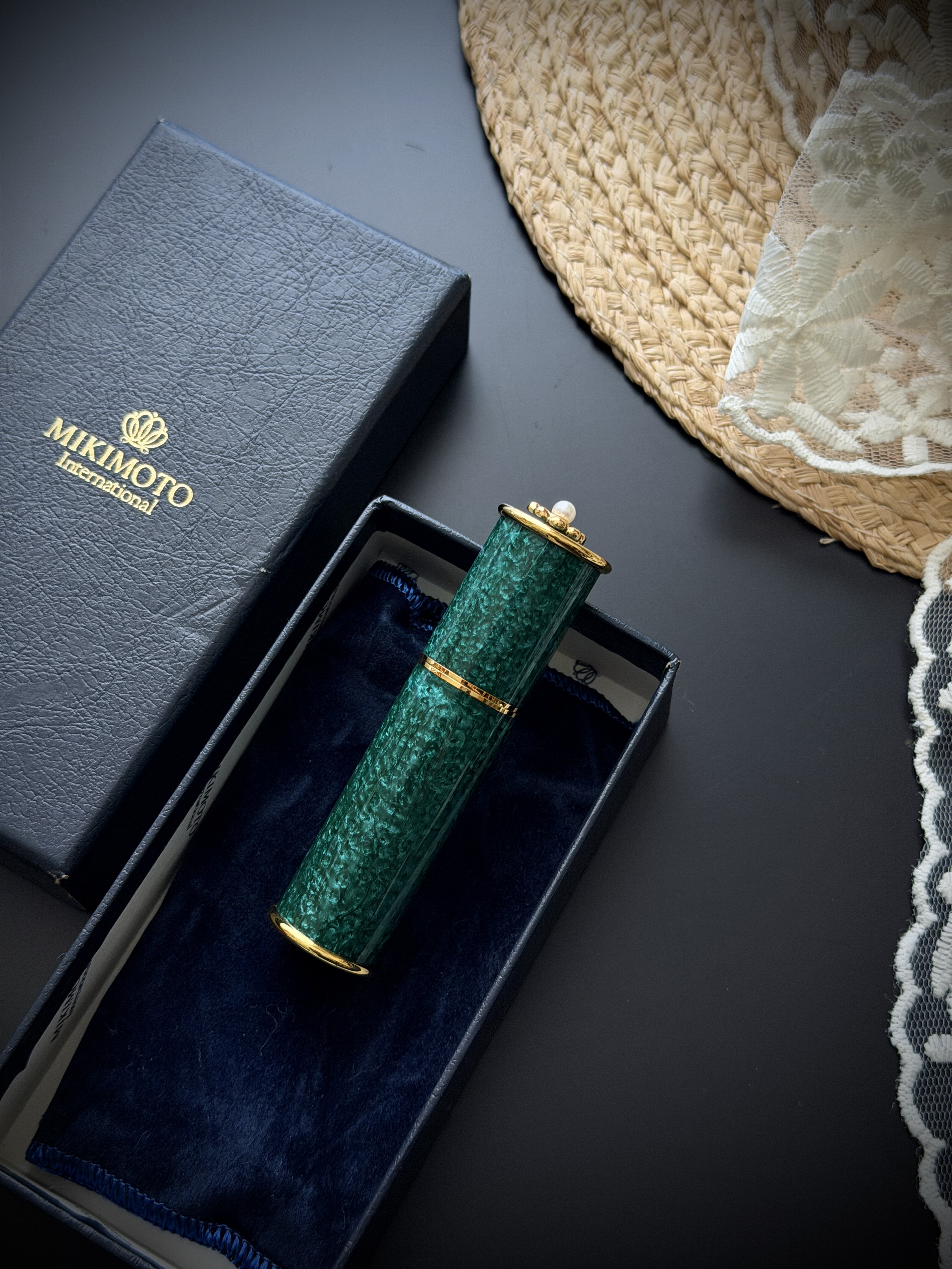 日本MIKIMOTO/御木本重工珐琅彩珍珠香水瓶分装瓶·中古图片