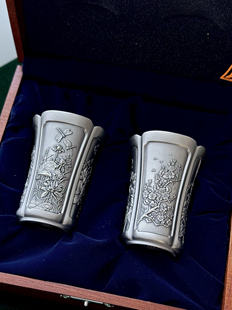 马来西亚皇家ROYAL SELANGOR雪兰莪四季花开纯锡酒杯