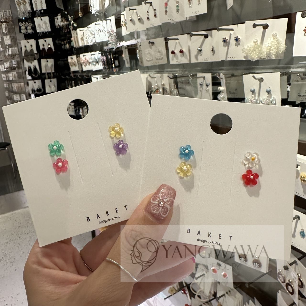 小花彩色四件套甜美百搭耳环