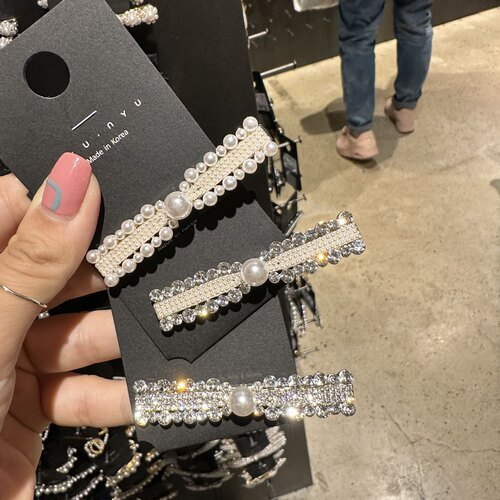 全珍珠珍珠钻拼接蝴蝶结鸭嘴夹