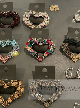 韩国东大门nyunyu施钻超闪爱心发夹大号弹簧夹百搭时尚202518