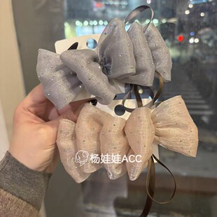 612601韩国代购Baket新款高级感纱纱满天星蝴蝶结弹簧夹发夹