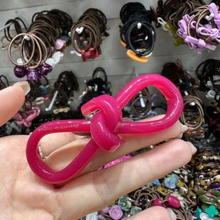 43838韩国东大门进口小金标高级感醋酸蝴蝶结扎马尾发圈发绳