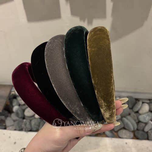 4112930韩国东大门Baket简约丝绒发箍宽边百搭头箍