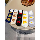 韩国东大门汉堡棉袜可爱荷包蛋短袜女袜袜子中筒袜时尚 可爱210810