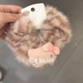 611108韩国东大门papa新款 高级感卡通毛绒粉色可爱小猫发圈