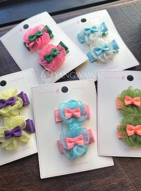 522004韩国东大门pom儿童花朵蝴蝶结两件套鸭嘴夹发夹