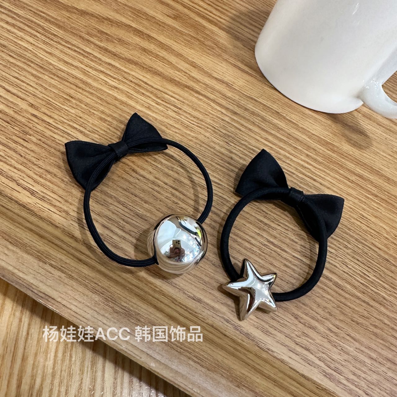 390139韩国发饰银色星星球球发绳ins设计感发圈扎马尾头绳