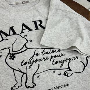 542323韩国东大门mardi mercredi新款贵妇狗印花T恤