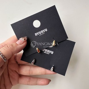 570126韩国东大门nyunyu 金属方形小耳圈男女耳环耳扣 李松河同款