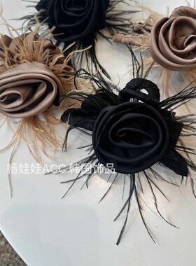 482424韩国东大门小众玫瑰花发圈蝴蝶结抓夹高级感发绳发抓