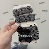 queen新款 612216韩国代购 the 高级感复古毛绒蝴蝶结两件套掰掰夹