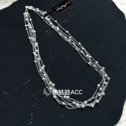 5121702韩国东大门miss通体纯银新款精致珠串链条项链