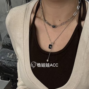 5120317韩国东大门LEI通体纯银新款 高级感古典黑玛瑙项链