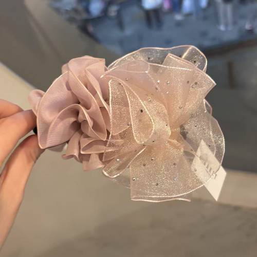 540712韩国东大门Baket新款纯色褶皱蝴蝶结香蕉夹发夹