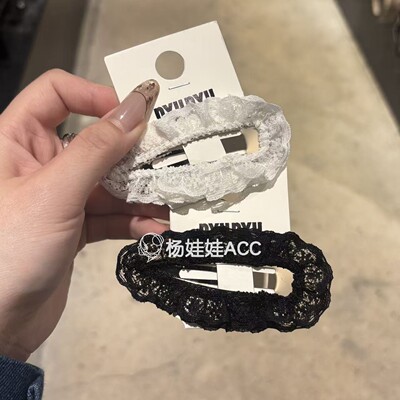 640310韩国东大门nyunyu新款高级感精致甜美蕾丝椭圆掰掰夹