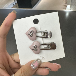 472302韩国东大门papa蝴蝶结爱心鸭嘴夹两件套发夹