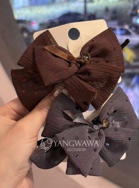 561208韩国东大门Baket高级感闪钻波点大蝴蝶结妞妞夹发夹