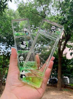 可爱的熊猫漏油小饰品，治疗和缓解压力，稳定情绪，沙漏，创意流