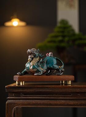 中式招财镇宅飞天貔貅摆件一对家居客厅办公室旺财皮丘聚财装饰品