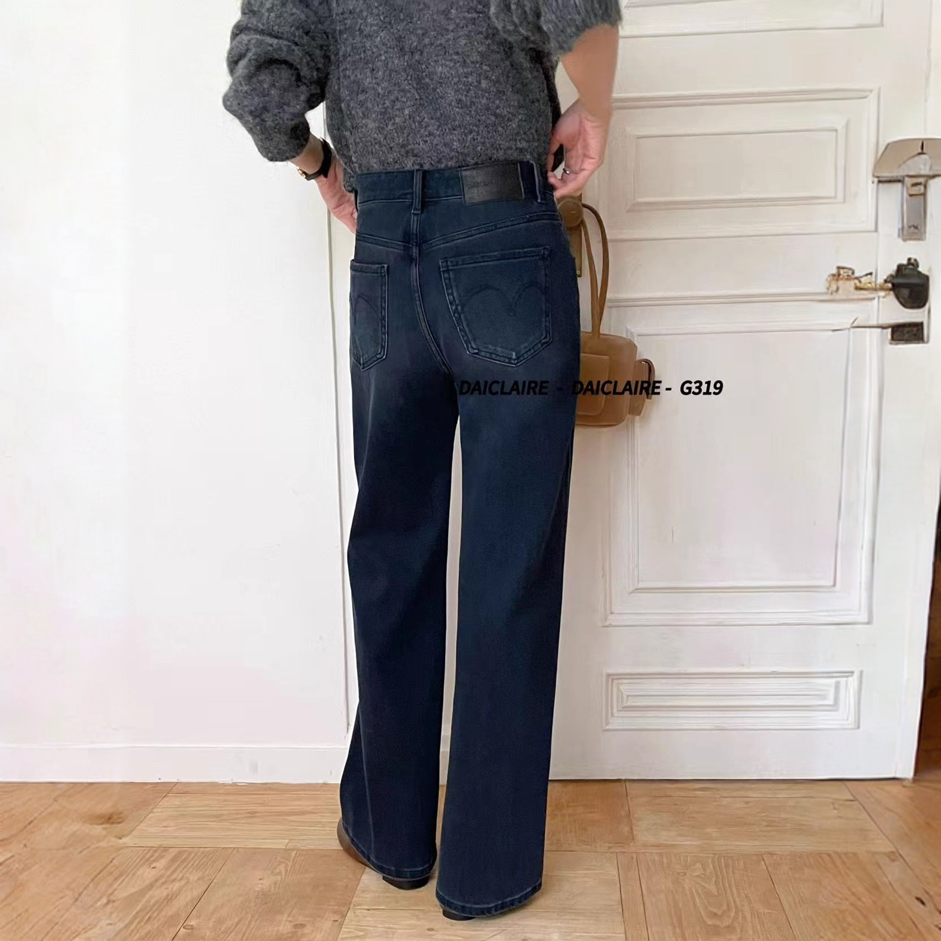 代嘉儿G319直筒牛仔裤女2025秋季新款阔腿裤复古蓝高腰显瘦拖地裤