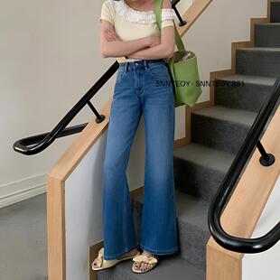 代嘉儿森调88162喇叭牛仔裤女2026春百搭蓝色高腰显瘦十分筒喇裤