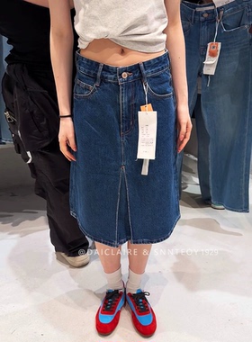 代嘉儿1929中款牛仔裙女2026夏款半身裙深蓝色显瘦高腰无弹A字裙