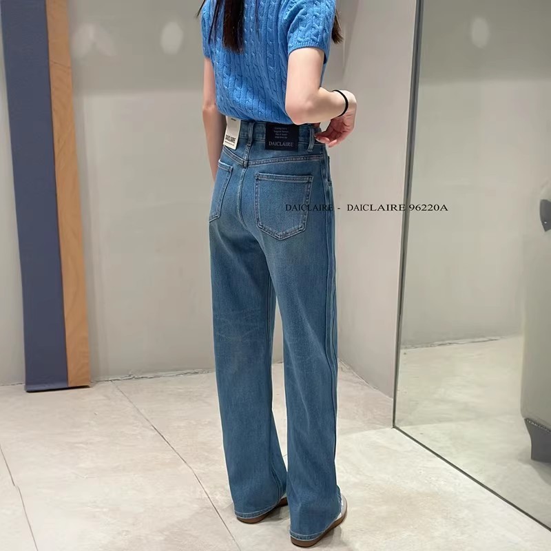 代嘉儿窄版阔腿牛仔裤女士2025秋款韩版弹力显瘦高腰直筒裤96220