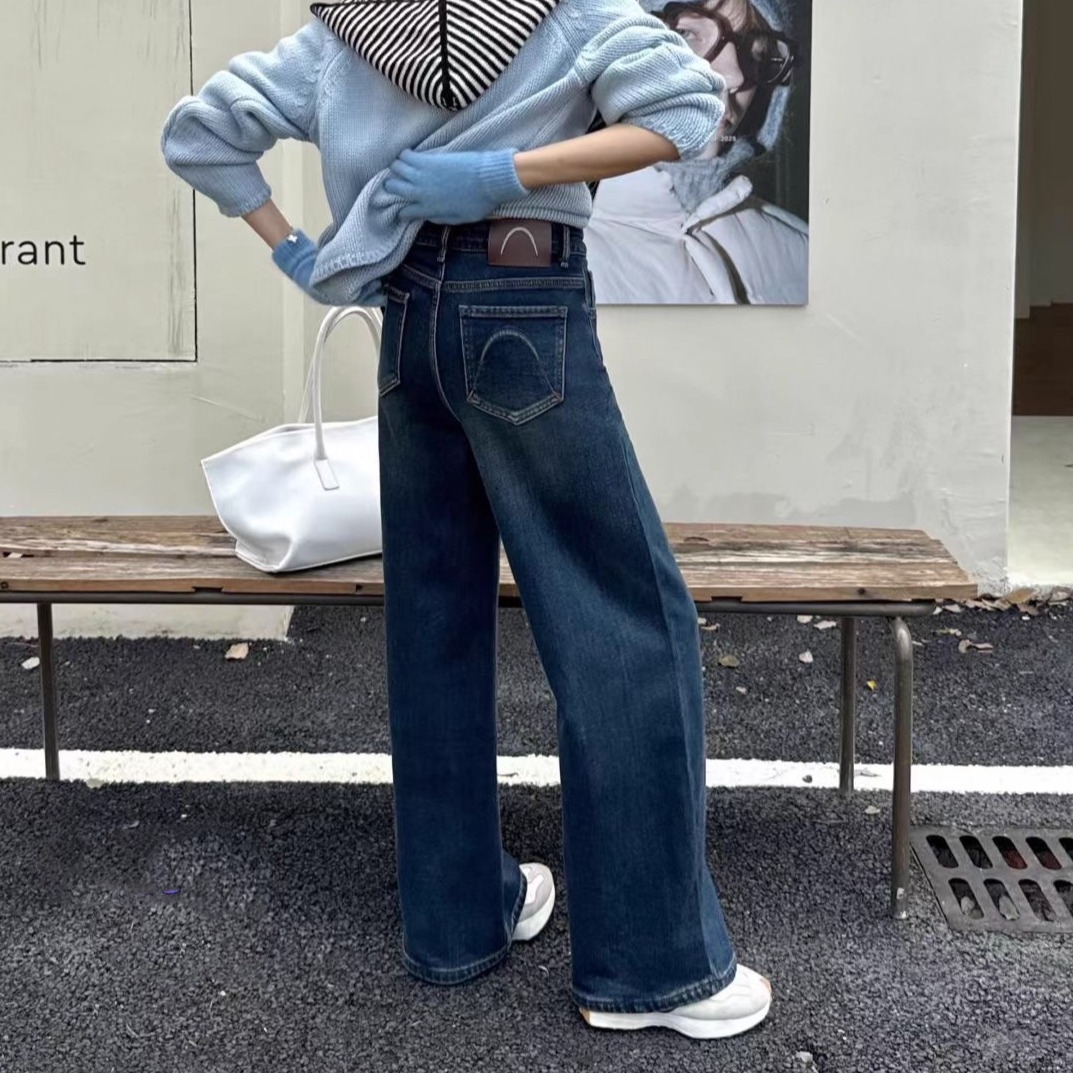 爆犀牛植绒直筒牛仔裤女2025冬韩版百搭显瘦加绒窄版阔腿裤25721
