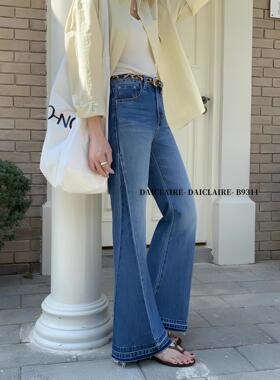 代嘉儿B9311毛晓彤同款微喇牛仔裤女2026春款显瘦高腰无弹拖地裤