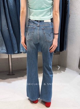 代嘉儿森调88682喇叭牛仔裤女2026夏薄款蓝色高腰弹力十分微喇裤