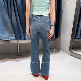 代嘉儿森调88682喇叭牛仔裤女2026夏薄款蓝色高腰弹力十分微喇裤