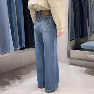 代嘉儿daiclaire牛仔裤女G305春季韩系显瘦绣花无弹十分阔腿裤子