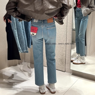 D302 显瘦小个子直筒九分烟管裤 代嘉儿加厚加绒法棍牛仔裤 女士冬季