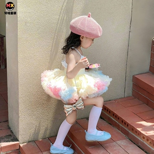 梦禧女童tuut裙正版蓬蓬裙女宝突突裙女孩半身裙纱裙舞蹈表演开学