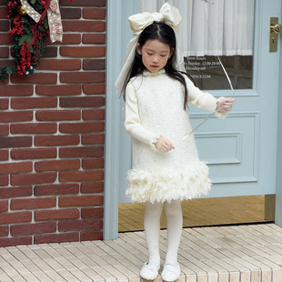 女童节日宴会礼服赫本风亮晶晶连衣裙新小香风公主超仙白色背心裙