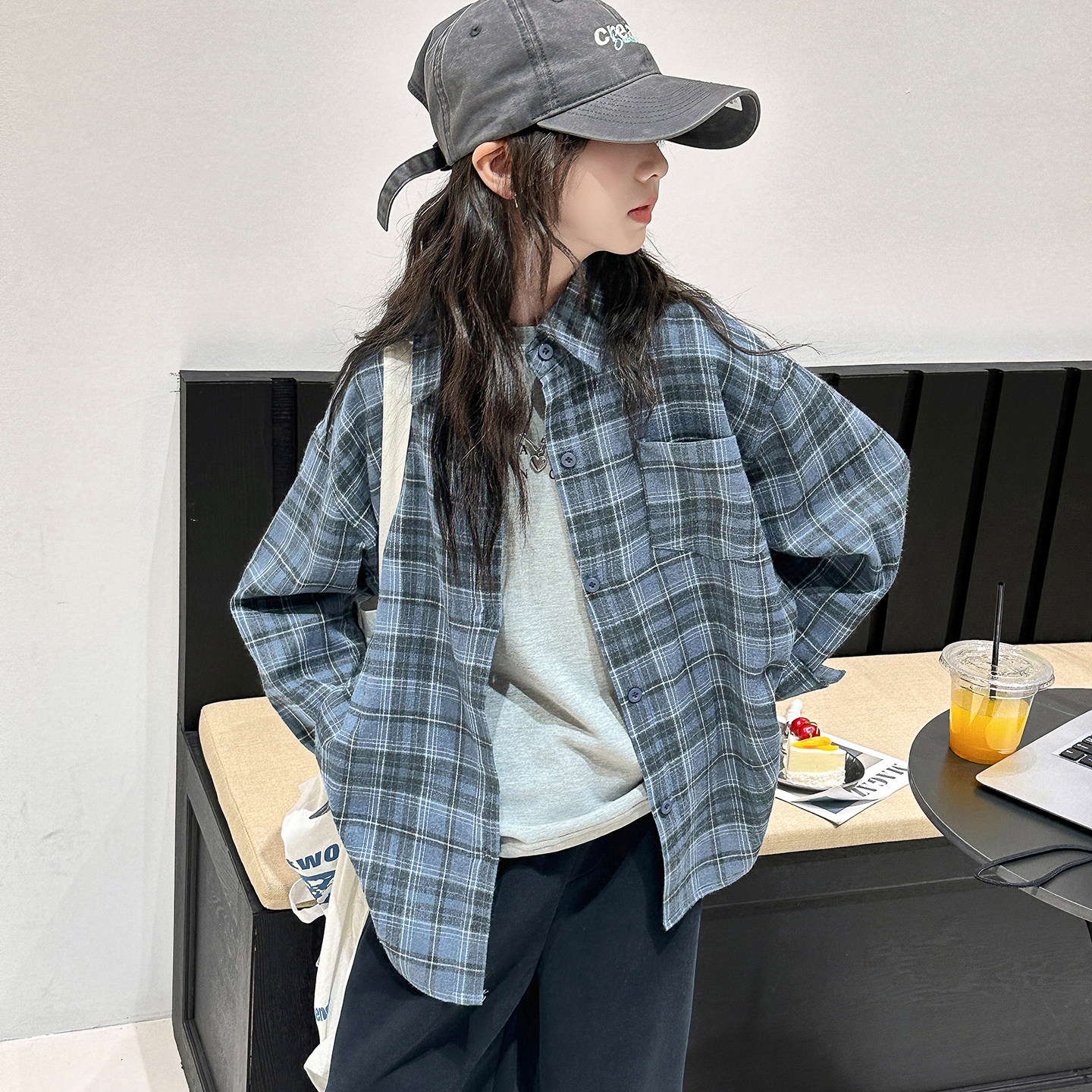 韩版女童格子长袖衬衫秋季新款