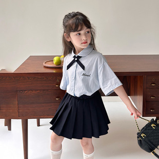 女童jk套装夏季新女孩泰式校服儿童学院风短袖衬衫百褶裙子两件套