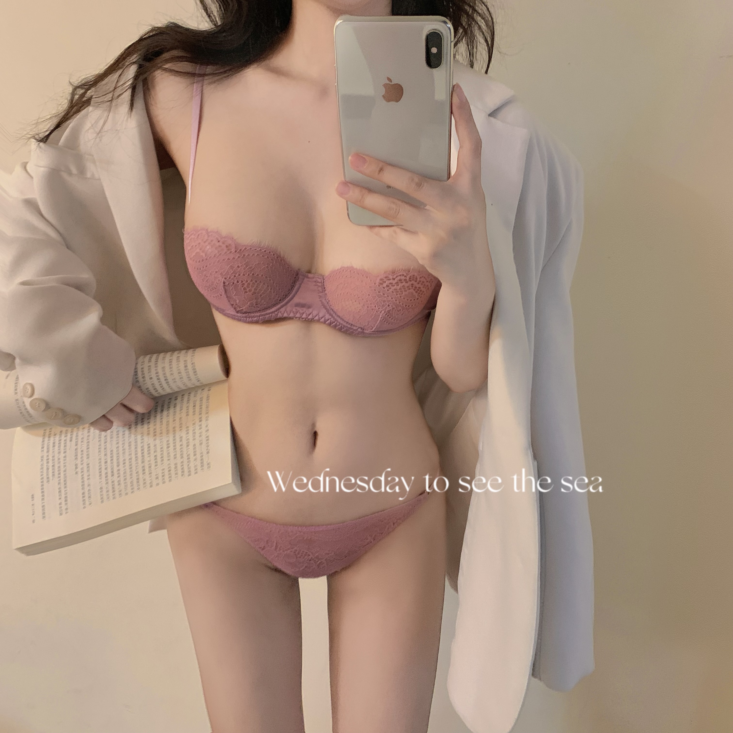 法式性感钢圈蕾丝文胸套装