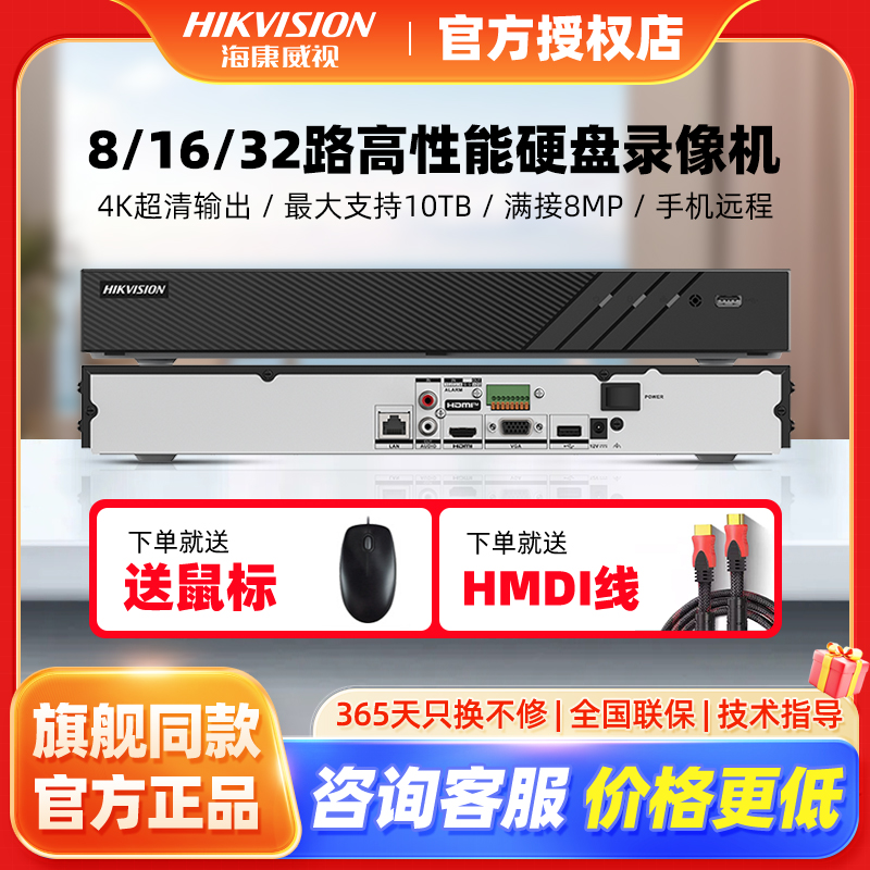 海康威视8/16/32路硬盘录像机7832N-R2人车侦测监控主机监控远程
