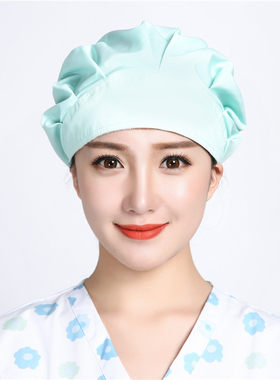 巧护士浅绿涤棉印花女手术室帽