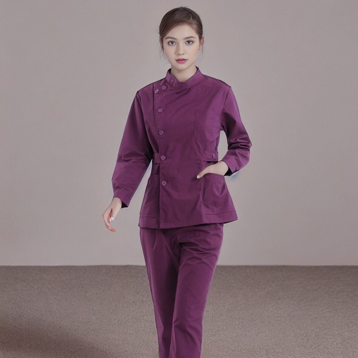 护士上衣立领偏襟护士服套装长袖牙科口腔牙科诊所卫生室工作服装