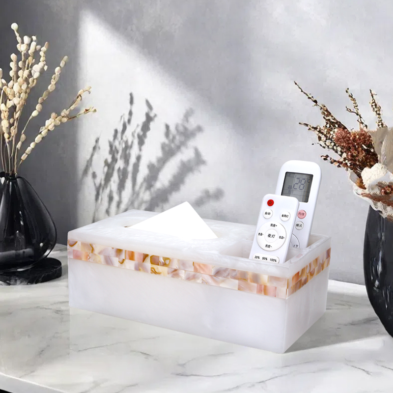 天然貝殼輕奢桌面收納紙巾盒