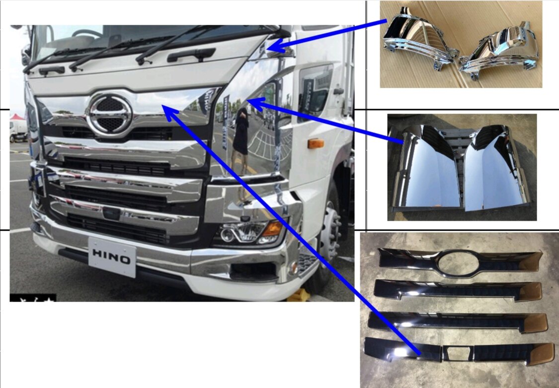 새로운 HINO 전기 도금 수정 외관 액세서리에 적합 HINO NEW 700 장식 앞 범퍼 헤드 라이트 프레임 업그레이드
