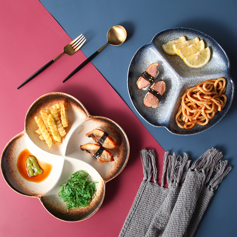 日式陶瓷分隔减脂一人食早餐盘