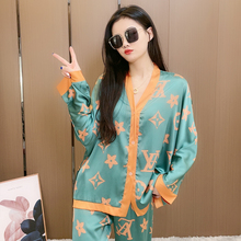 夏季新款冰丝睡衣女士家居服套装2025年春秋长袖大码高级感两件套